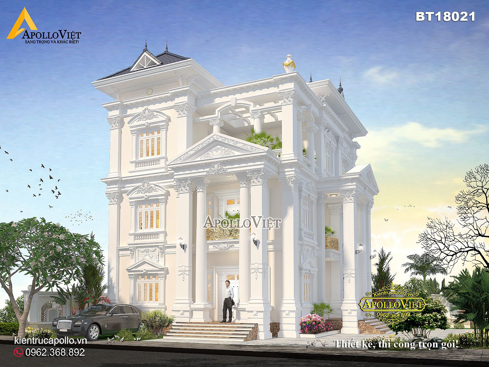 Mẫu biệt thự tân cổ điển tinh tế, trang nhã